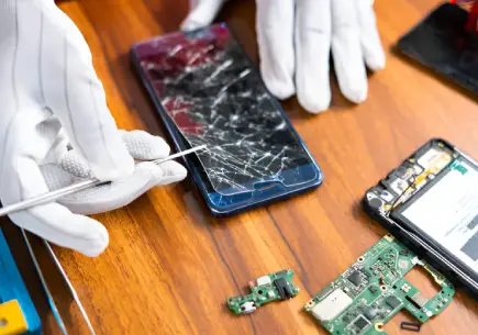 Technician repairing a smartphone screen at Al Barsha Electronics Dubai